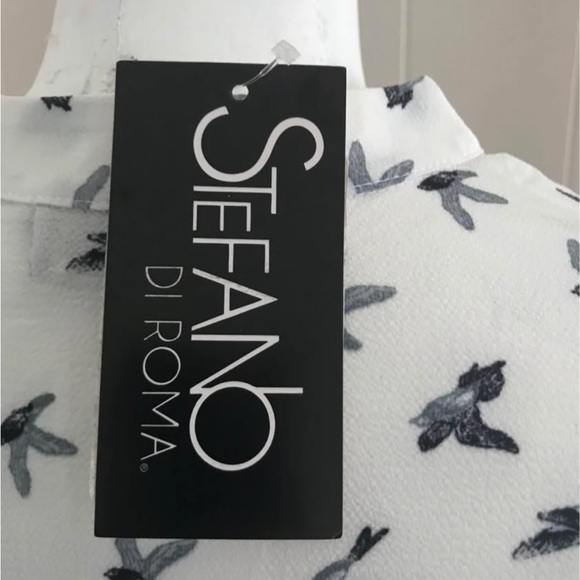 Black and White Bird Print Blouse with matching print belt loop - Picture 4 of 4